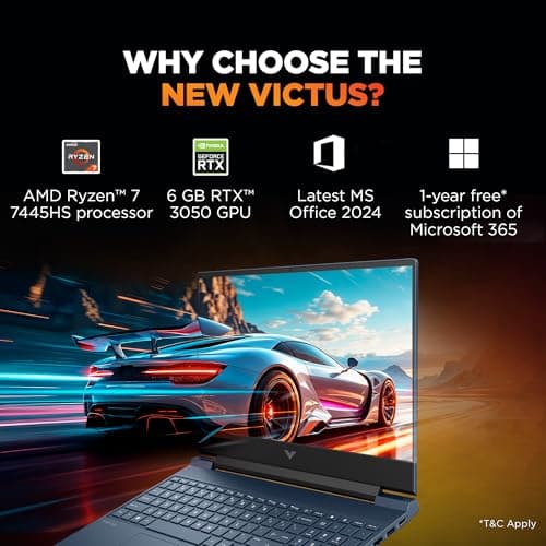 HP Smartchoice Victus, AMD Ryzen 7 7445HS, 6GB RTX 3050, 16GB DDR5(Upgradeable) 512GB SSD, FHD, 144Hz, 300 nits, 15.6''/39.6cm, Win 11, M365* Office24, Blue, 2.29kg, fb3134AX/3120ax, Gaming Laptop 2