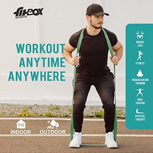 FitBox Sports Natural Rubber Resistance and Pull Up Band (15Kg to 25Kg- Yellow) Cross Training Exercise Band for Home Gym Fitness | Loop Band | Stretching Band | for Men & Women 3