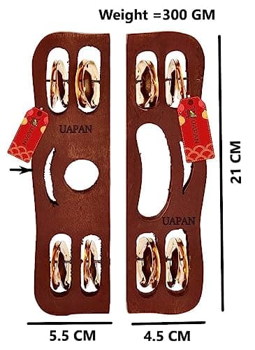 UAPAN wood Narad Muni Kartal for Kirtan I Bhajan Musical Instrument I Pair of 1 2