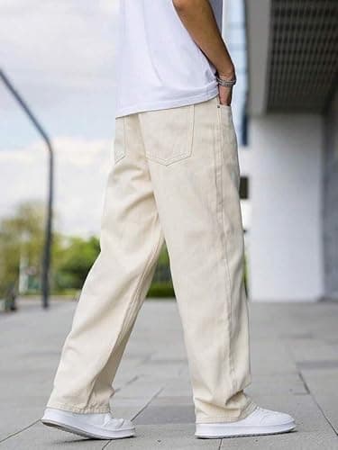 Men Straight Fit Beige Denim Jeans | Washed Casual Denim Pants | Comfortable Straight Leg Jeans for Men | Street Style & Office Casual Wear 5