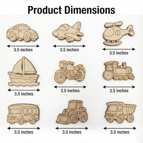 ImagiVibe Paint Your Own 9 Transport Vehicles Fridge Magnet DIY Kit for Kids | Transport Theme MDF Painting Craft Set | Creative Art & Craft Activity | Made in India (Transport) 4