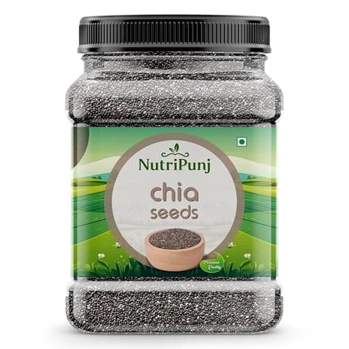 NutriPunj Chia Seeds 1kg | Raw Black Chia Seeds | Rich in Omega 3, Fiber & Protein | Natural Superfood | Salvia Hispanica Seeds for Smoothies, Chia Pudding, Detox Water & Healthy Diet