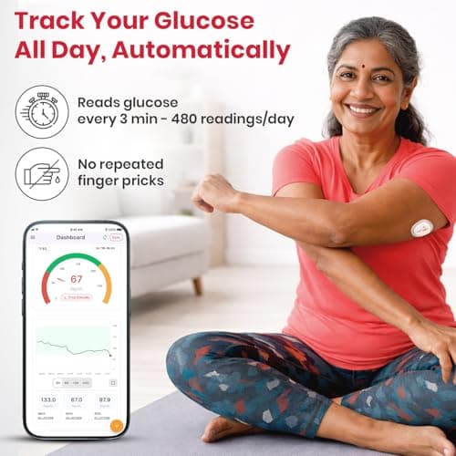 AGEasy (Max Group) CGM Sensor & Transmitter for Smart Glucose Tracking | Real-Time Blood Sugar Level Tracking | Bluetooth-Enabled Continuous Glucose Monitor Device | Needleless Patch Sensor – No Finge 5