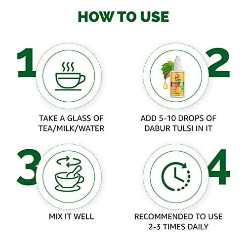 Dabur Tulsi Drops- 50% Extra: Concentrated Extract Of 5 Rare Tulsi For Natural Immunity Boosting & Cough And Cold Relief: (20Ml +10Ml Free) 5