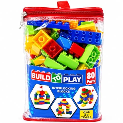 Negi Build to Play Interlocking Blocks Set – 80 Pieces Large Building Blocks for Kids 3+ Years, Creative Construction Toy, Educational STEM Learning Bricks.