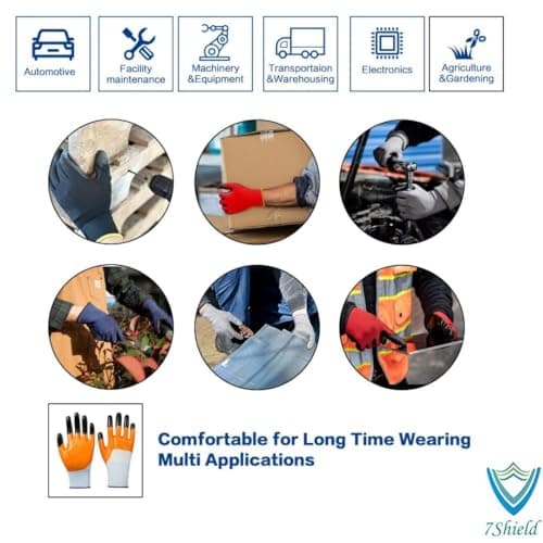 7Shield Multipurpose Cut Resistance Polyester & Nylon, PU Nitrile Coating Work Safety Gloves, Hand & Fingers, Welding, Mechanical, Construction, Agriculture– Heavy Duty (Tiger Print) (10 PAIR) 5