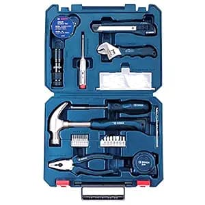 Bosch Hand Tool Kit (Blue, 66 Pieces) – Multi-Purpose Set with Hammer, Plier, Cutter, Torch, Wrench, Screwdriver Bits, Drill Bit, Tape, Screws & More