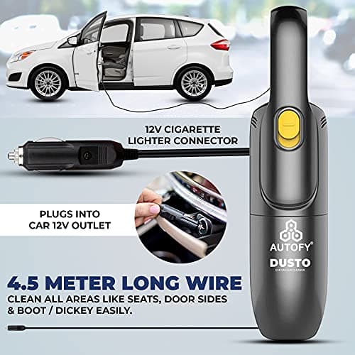 Autofy DUSTO 1 Year W A R'R'A NT Y Wet & Dry Car Vacuum Cleaner with Copper Coil Motor (Metal Fan – 4.5m Long Wire) - Vacuum Cleaner for car use | car Accessories 4