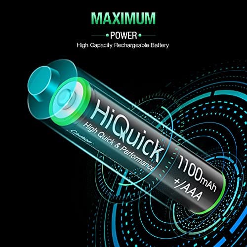 HiQuick AAA Batteries, Rechargeable, Pack of 8, 1,100 mAh, Solar Rechargeable Battery, AAA, High Capacity, 1.2 V, NiMH Battery, AAA, High Performance, aaa Rechargeable Battery 3