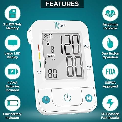 K-Life - Bpm-107 Fully Automatic Digital Electronic Blood Pressure Monitor - Portable Digital Blood Pressure Machine - Accurate Measurement Blood Pressure Monitor Digital Bp Moniter - White 3