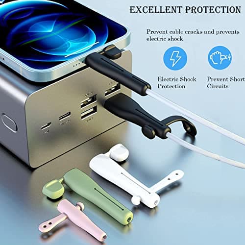 ARKZO Cable Protectors for iPhone Charger Mobile Cord Protector for Wires iPhone Charger Protector Better Than Wire Protector Spiral for Charging USB Data Cable Accessories (USB to Apple)(Black) 5