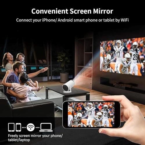 Portable Mini Projector, 4K 1080P Full HD Projector, Support Video Projector, WiFi 5G BT 5.0, Cinema Projector 180° Can Be Rotated, Android 11, Compatible with TV Stick for Adult's, Home Cinema, Compa 4