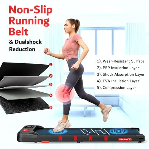 Sparnod Fitness STH-3002 3HP Peak Walking Pad Treadmill for Home Use | Compact, Ultra-Slim, Ready to Use | Shock Absorption | LED Display | 2% Manual Incline | 110 Kg Capacity 5