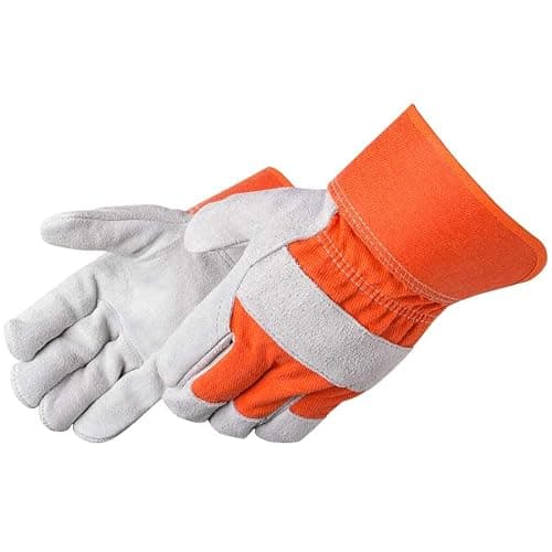 Jupiter Industries Leather Double Palm Split Canadian Heat, Cut, Wear And Tear Resistant Anti Impact Palm Coated For Handling Machinery, Mechanics & Welding Gloves - Color May Vary, Pack of 1 3