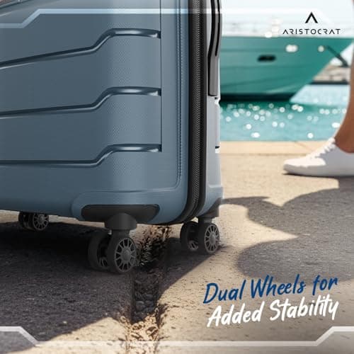 Aristocrat Liberty Medium (Check-in) Polypropylene Hard Spinner Trolley Bag, 68Cm|Combination Lock|8 Wheels|3 Years International Warranty|Spanish Blue 4