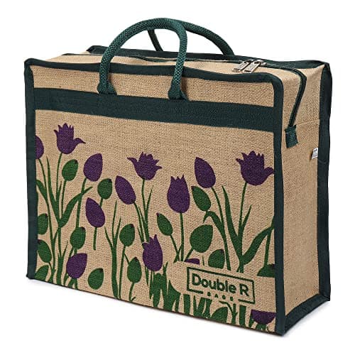DOUBLE R BAGS Jute Eco-Friendly Tote Bag: Stylish, Spacious, and Sustainable - Perfect for Everyday Errands and Adventures! (Purple Tulip, Pack of 1)