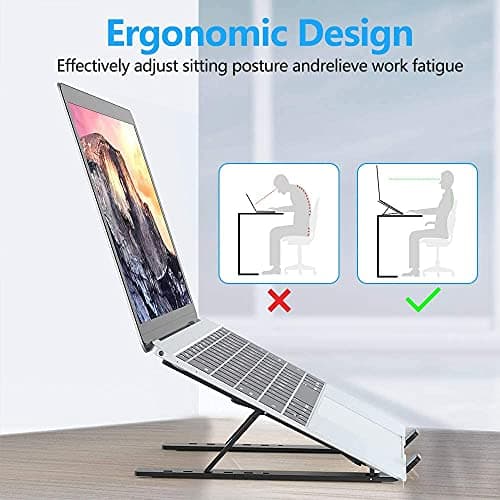 PLIXIO Aluminum Tabletop Laptop Stand Ergonomic Foldable Portable Laptop Stand Holder Compatible for MacBook, HP, Dell, Lenovo & All Other Notebook (Black) 5