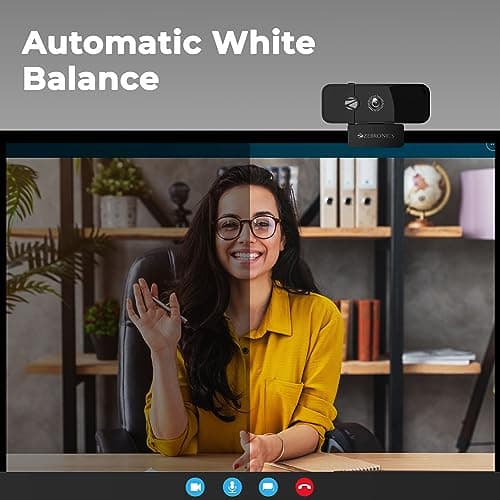 ZEBRONICS Sharp Pro High Resolution Digital Webcam, 30 Fps, 2048 X 1536 Qxga, Microphone, Auto Focus, Dedicated Privacy Shutter, Tripod Support, Compatible with Laptops, Mac for Zoom, Skype, Discord 4