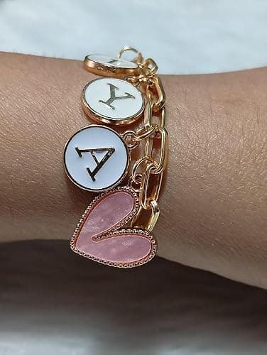 KITCHENSUTRA INDIA Personalized Charm Name Bracelet | Gold Plated Metal Chain with Enamel Charms | Customized Bracelet for Women & Girls | Elegant Gift for Birthdays, Anniversaries, Festive Occasions  2