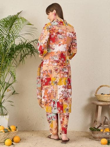 INDO ERA Women Multi Pure Cotton Co-Ord Set | Kurta Pant Set for Casual Wear,IESTR11881M | Co Ord Set For Women Stylish | 4