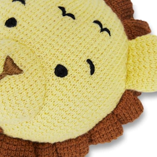 Haus & Kinder Leo Lion Baby Teether Toy for Newborn Baby, BPA Free 100% Cotton Knitted Soft Toy with Wooden Ring & Rattle, Sensory Chew Teether for Infants 0–24 Months 3