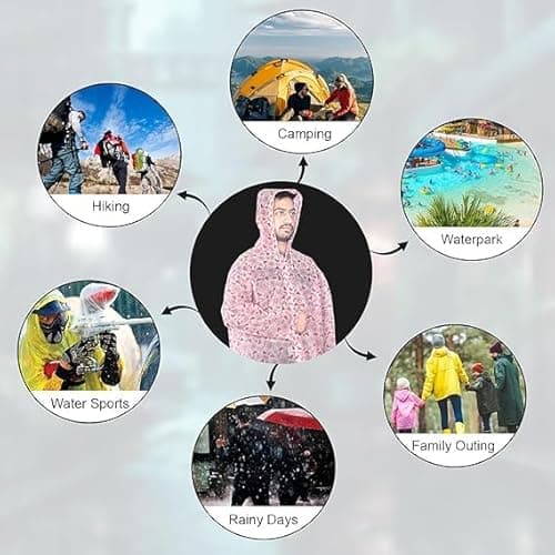 Allextreme EVA Waterproof Unisex Rain Coat Hooded Full Sleeves Outdoor Men, Women, Boys & Girls Rainwear Poncho Raincoat for Camping, Hiking & Travelling (Random Color & Design) 4
