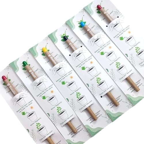 Sow and Grow Plantable Recycled Seed Paper Pen with Seed-Filled Cap (Pack of 10 Individually Packed Single Pens) Assorted Seeds | Eco Friendly Stationary for Corporate Gifting, Return Gifts