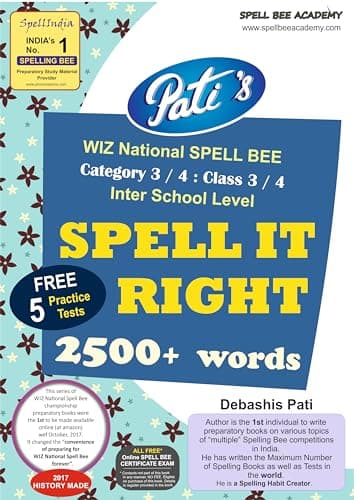 How to Prepare for WIZ National SPELL BEE Category 3 / 4 - Class 3 / 4 ... WORD LIST book (1500+ words) for INTER SCHOOL level ... also free 5 ... spelling books in India - all at amazon)