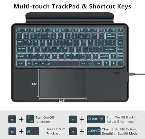 Magic Keyboard Case for Samsung Galaxy Tab S10 FE + Plus 13.1 Inch Keyboard, Black 5