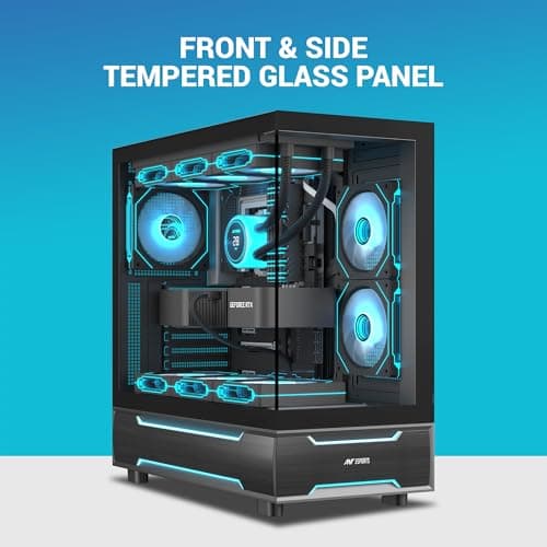 Ant Esports Crystal X6 Pro Mid-Tower Computer Case/Gaming Cabinet - Black| Support ATX,M-ATX,M-ITX | Pre-Installed 6 ARGB Fans 3
