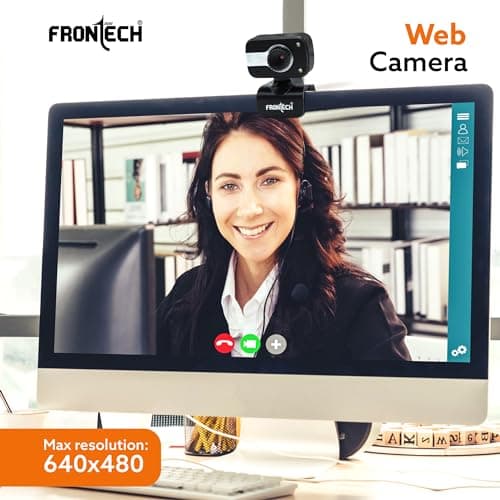 FRONTECH 2252 Digital Zoom Webcam with Full Stereo Dual Built-in Mics, 480 Pixel CMOS Camera, USB 2.0, Automatic White Balance, Flexible Mount - Black & Silver 2