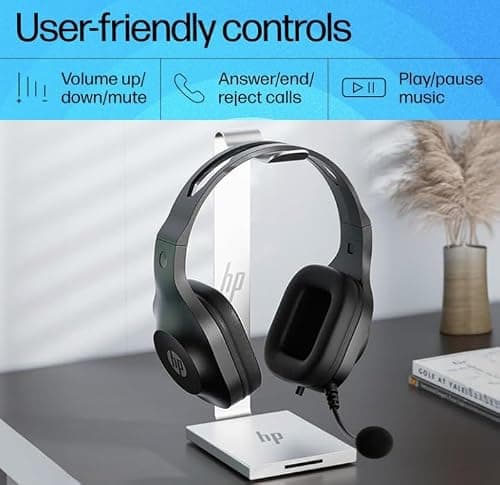 HP H125 Stereo USB Headset,Plug-and-Play USB-A, Built-in Noise-canceling mic, Adjustable Head Strap, Padded Ear Cushions, 360-degree Bendable mic, 1-Year Limited Warranty, Black, A20QHAA 3
