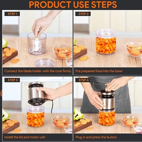 Pigeon Ultra Fast Electric 300 Watts Electric Chopper For Kitchen, Twin Blade Technology, 600 Ml 'Chop-N-Store' Plastic Bowl With Lid, Vegetable Chopper, Cutter, Chop, Mince, Dice, Whisk, Blend, Red 3