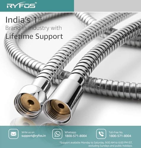 Ryfos India’s 1st Brand with Lifetime Support, R1510SH, SS-304 Grade, 1.5 Meter Flexible Shower Hose Pipe, Ideal for Health Faucets, Jet Sprays & Hand Showers, Chrome 2