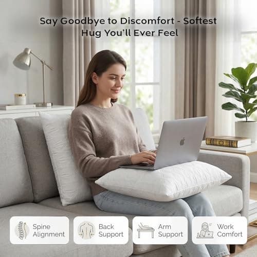AYKA Microfiber Cushion Filler Set of 2 (18x18 Inch) | Soft & Fluffy Sofa Cushions Inserts | Premium Polyester Fiber Throw Pillows for Sofa, Couch, Bed & Living Room Decor | White 3