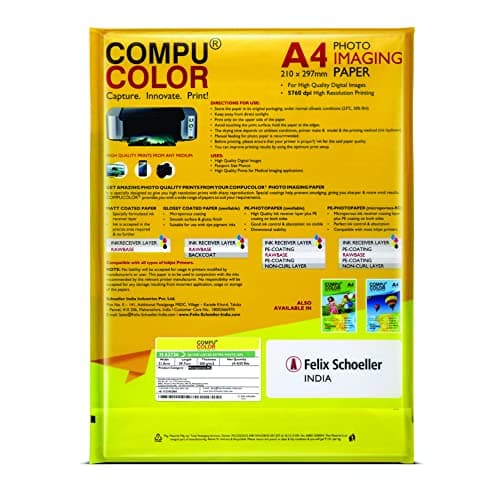 COMPUCOLOR - Ultra Lustre Photo Paper 250 GSM (A4 size, 20 Sheets, Pack of 1) | Resin Coated | For all Inkjet Printers | Water Proof, Scratch Resistant, Instant Dry, Long Lasting, Vibrant Color 2