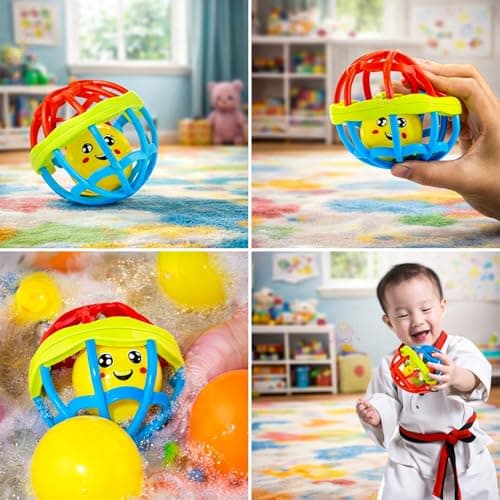 WISHKEY Colorful Attractive Plastic Non Toxic Set of 8 Shake & Grab Rattle BPA Free for New Born and Infants (Pack of 8, Multicolor) 5
