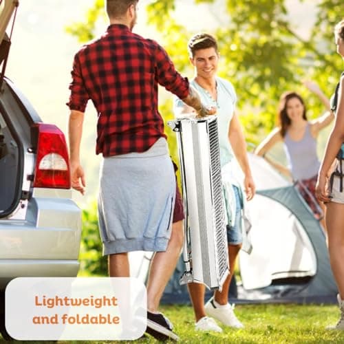 VBM Portable Charcoal Grills,Outdoor (47Cm) Folding Barbecue Grill, Stainless Steel Foldable BBQ Grill Set w/Spice Plate & Holder,Large Kabob Smoker Grill for Cooking Camping Picnic Garden Party 5