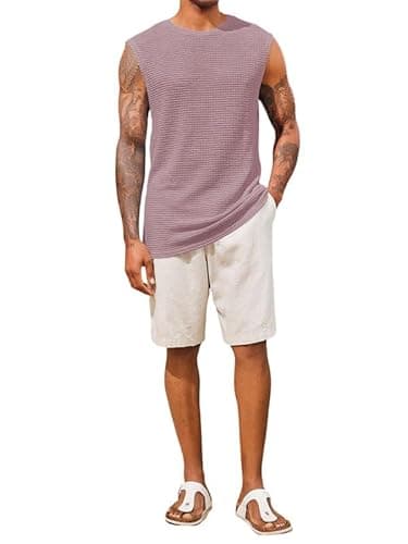 Men's Fashion Basic Solid Wide Shoulder Sleeveless Workout Gym Training Tank Vest B L2714N 5000 (3XL, RGD) 4