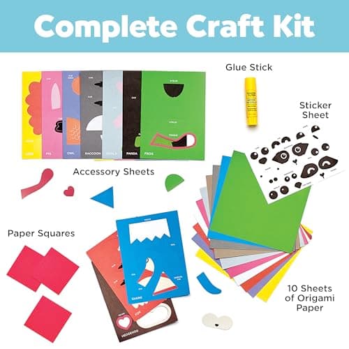 Creativity for Kids by Faber-Castell Corner Creature Bookmarks - Origami Craft Kit for Kids, 10 Origami Paper Sheets with Stickers, DIY Art Activity Set, Birthday Gift for Girls and Boys Ages 6+ 5
