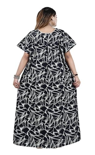 Bejod's Collection Women’s Nighty Maxi Cotton Nightdress – Plus Size Loose Fit Nightgown Sleepwear, Comfortable Soft Nightwear for Ladies XL-3XL (Blue, 3XL) 2