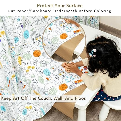 Tranquebar Curtain Co.Kids ColorMe DIY Curtains,Kids Room Curtain,60-65% Room Darkening, Multicolor Animal Print,Cotton Curtains 5 Feet Long Set of 2,BackTab Loops, Design- ColorMe(152 cm)-Set of 2 4