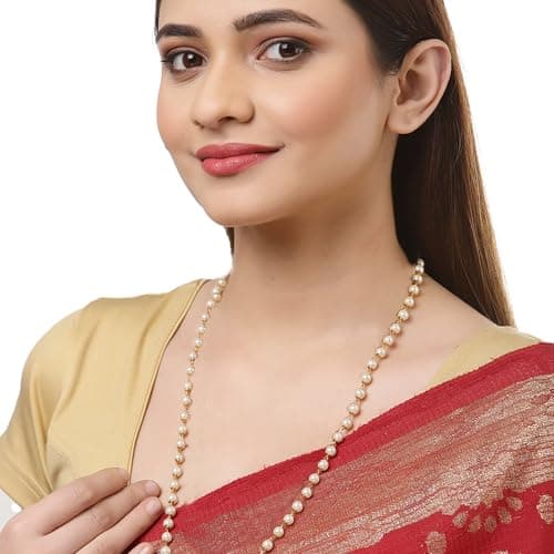 ZENEME Chain 26 Inch Fine Gold Plated Finish Handmade Work Multi-Pearl Jewellery For Women Girls Men (Design-1) 2