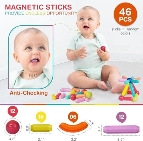 Daesyn Deal 46 Pcs Magnetic Sticks and Blocks Building Set | 3D Construction Toy for Kids | STEM Learning & Educational Puzzle Game | Creative Magnet Building Blocks for Boys & Girls | Fun Indoor Play 2