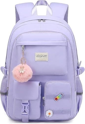 Swenil Student Laptop Bags for College Women Middle High School Teen Girls Women Bookbag Backpack Of Large Capacity Aesthetic Stylish Bag for college Travel Daypack (Purple)
