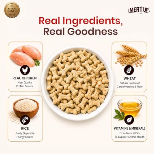 Meat Up Dog Treats Biscuits 2kg (1kg + 1kg) | Mutton Flavour | Suitable for All Life Stages | Helps Remove Plaque & Tartar | Enriched with Vitamins & Minerals | Promotes Lustrous Coat 3
