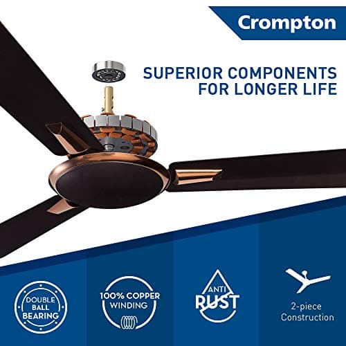 Crompton Aura Prime Decorative Ceiling Fan with Anti Dust Technology (Brown, Onyx, 1200 mm, 48 inch) 3