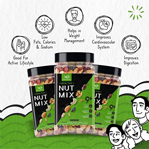 GreenFinity Absolute Health, Premium Fruit, Nut & Fiber SuperMix, Healthy Mixed Nuts with Dry Fruits | Almonds | Cashews | Cranberry | Pumpkin Seeds | Walnuts, Reusable Jar, 500gm | PACK OF 2 5