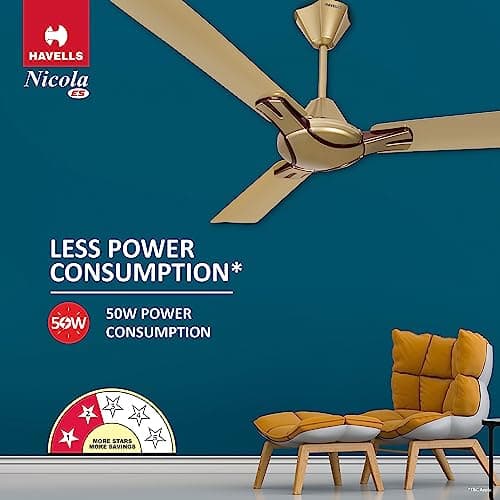 Havells 1200mm Nicola Energy Saving Ceiling Fan (Bronze Copper, Pack of 1) 2 Star 3