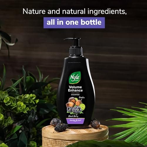 Nyle Naturals Volume Enhance Shampoo 1 L, For Long & Voluminous Hair with Blackberry, Reetha, & Amla | pH Balanced & Paraben Free Gentle & Soft Shampoo For Women & Men 3